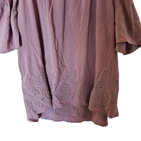 TORRID Women’s Plus 3X Cold Shoulder Eyelet Sequin Blouse Top NWT Light Purple - Picture 15 of 15